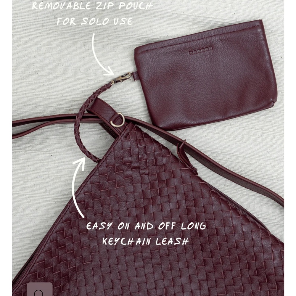 MANDRN Woven Evra Tote - Burgundy Shoulder Bag - Picture 8 of 14